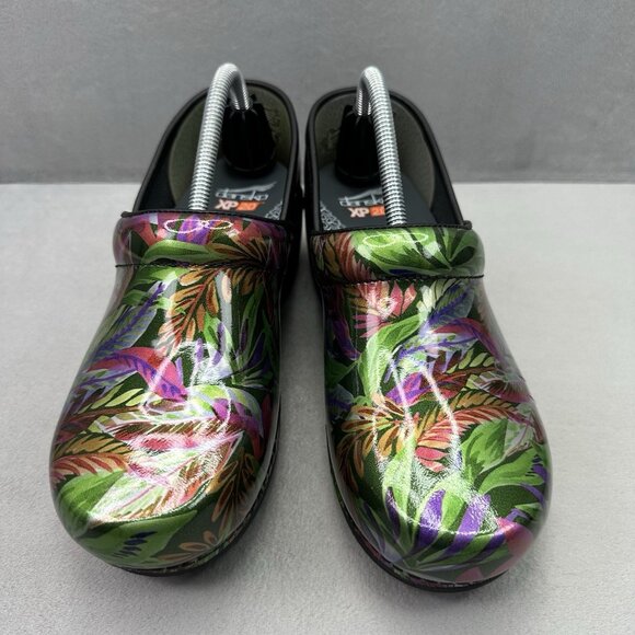 Womens 6.5-7 / EU 37 Dansko XP 2.0 Clog Tropical Garden Patent Leather Nursing - Picture 2 of 8